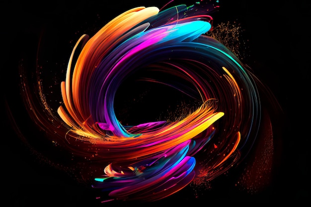 Vortex vif en spirale de tourbillon coloré sur fond sombre Élément de conception pour affiches et bannières