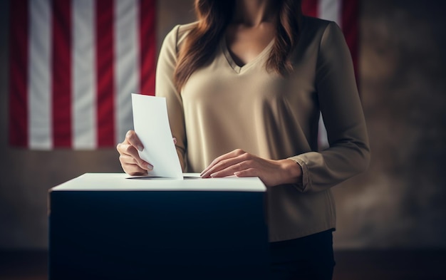 Voting Act Lady insère un bulletin de vote générateur par Ai