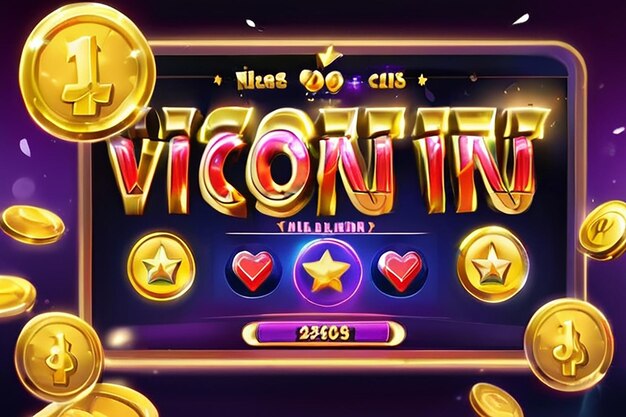 Vous gagnez l'écran pour le résultat du jeu victoire apparaît avec des pièces d'or fentes jeux interface utilisateur