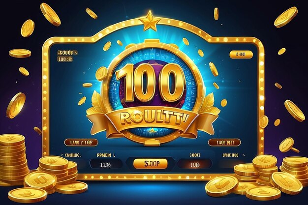 Vous gagnez l'écran pour le résultat du jeu victoire apparaît avec des pièces d'or fentes jeux interface utilisateur