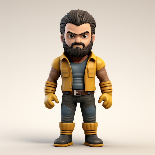 Photo voxel art 3d rendement de logan un personnage de bande dessinée charmant et détaillé