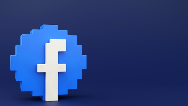 Voxel Art Logo Facebook Illustration 3D