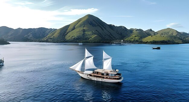 Photo voyage en bateau vers l'île de komodo en indonésie