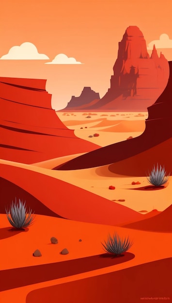 Voyage capricieux dans le désert paysage de dessin animé du désert