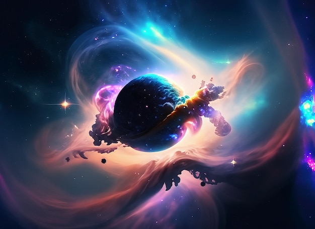 Voyage cosmique danse céleste de scène spatiale avec galaxie tourbillonnante