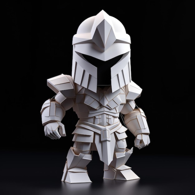 Le voyage épique d'Origami Gladiator, un guerrier fantaisiste mais puissant déchaîné dans Mes de Cinema 4D