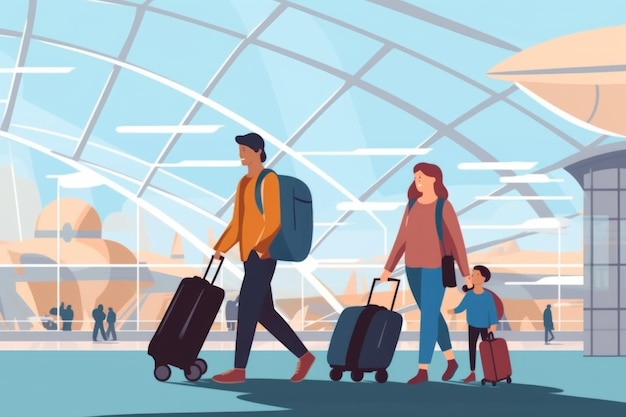 voyage en famille à l'aéroport IA générative