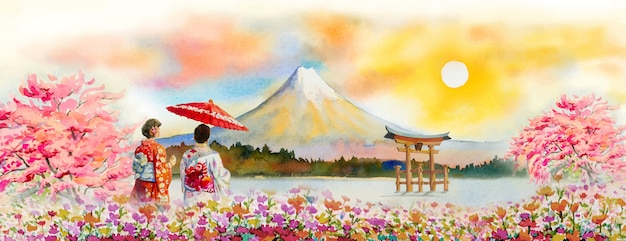 Voyage Mont Fuji Du Japon - Monuments Célèbres D'asie.