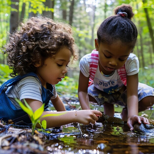 Photo voyage scientifique des enfants dans la nature