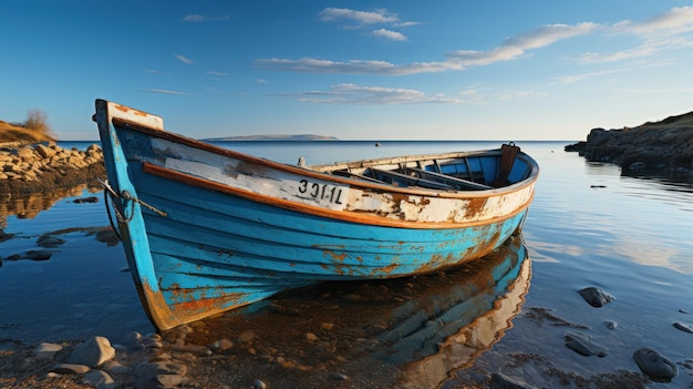 Voyage serein naviguant dans la mer du soir IA générative