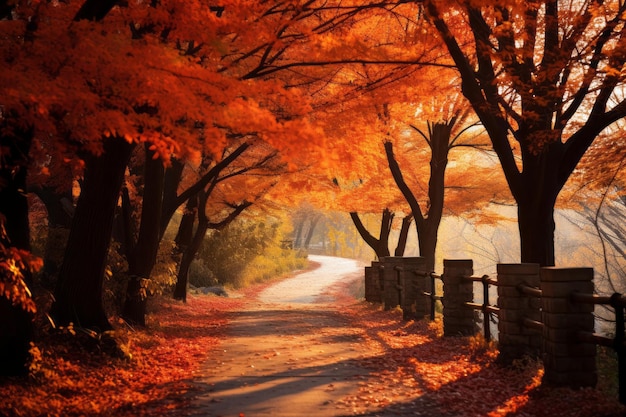 Un voyage serein à travers les feuilles d'automne et le sentier