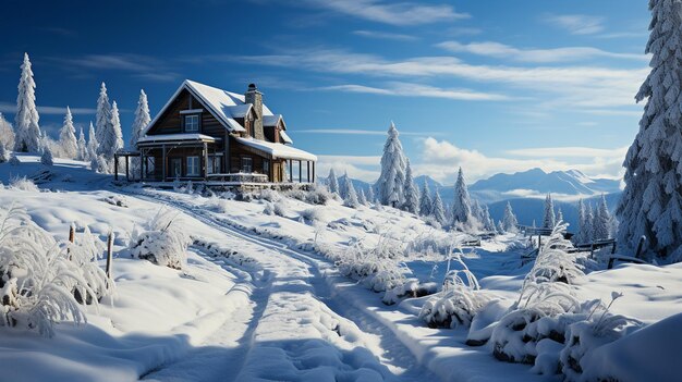 Photo un voyage serein à travers un pays des merveilles couvert de neige