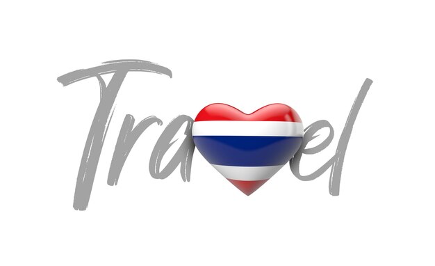 Voyage thaïlande amour coeur drapeau d rendu