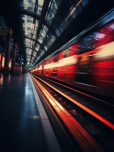 Voyage en train à travers une station de métro animée Generative Ai