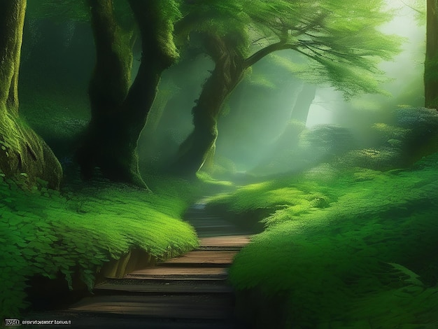 Un voyage tranquille à travers la forêt verte la beauté de la nature se déroule