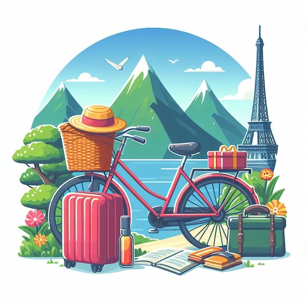 Photo voyage et vacances illustrations de voyage sur fond blanc