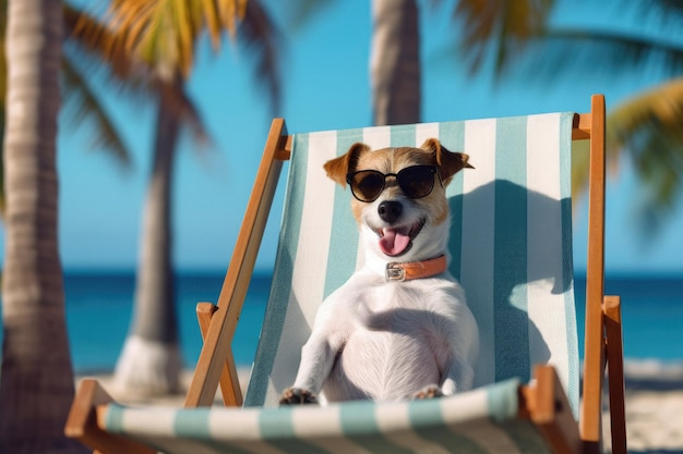 Voyager avec des animaux de compagnie pendant des vacances à la plage créées avec Generative AI