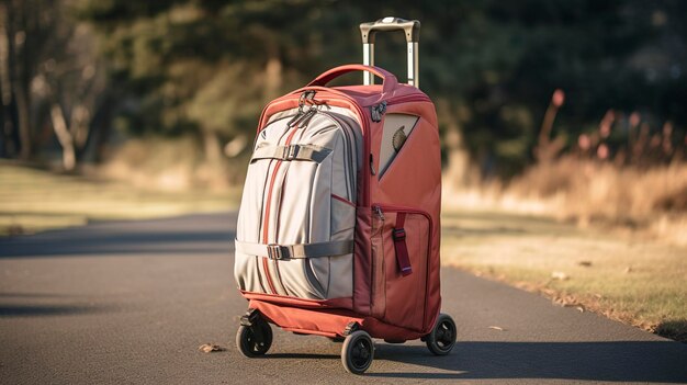Photo voyager avec une valise sur roues