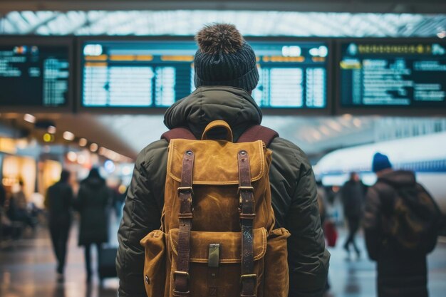 Voyageur au terminal de l'aéroport Concept de voyage IA générative