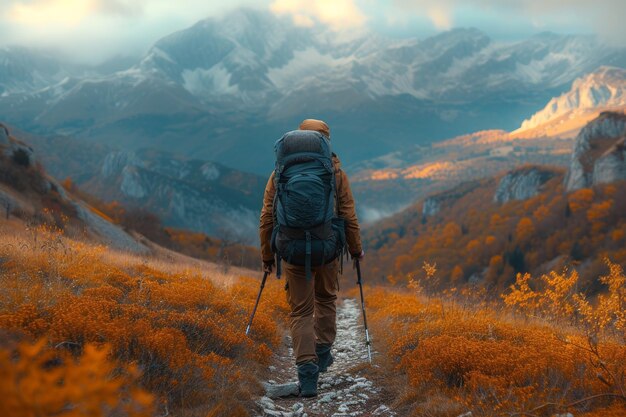 voyageur dans les montagnes