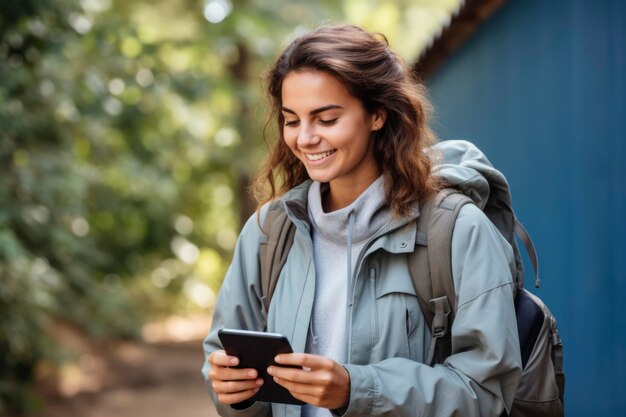 Un voyageur utilisant un smartphone