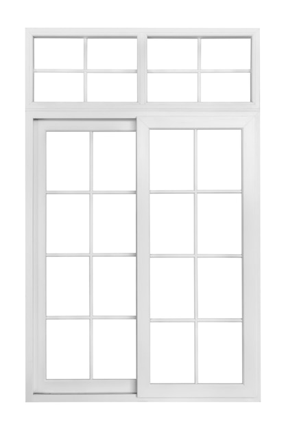 Vrai cadre de fenêtre de maison vintage isolé sur fond blanc