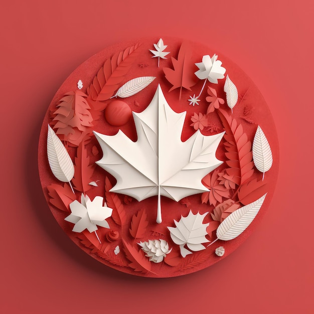 La vraie fierté du Nord Illustration d'artisanat minimaliste en 3D découpé en papier pour la fête du Canada