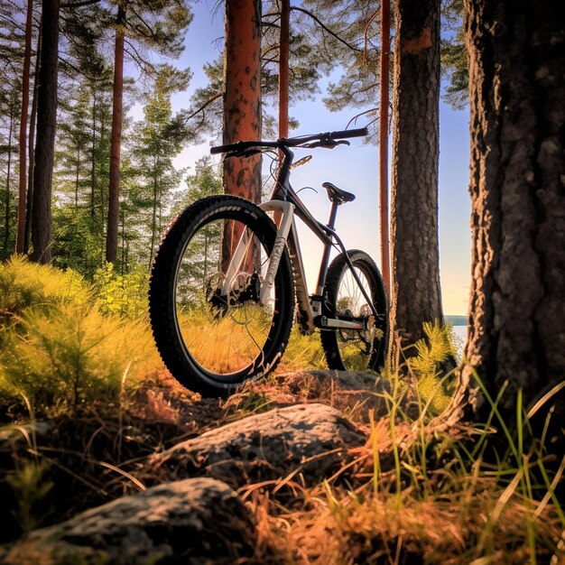 VTT à travers la forêt