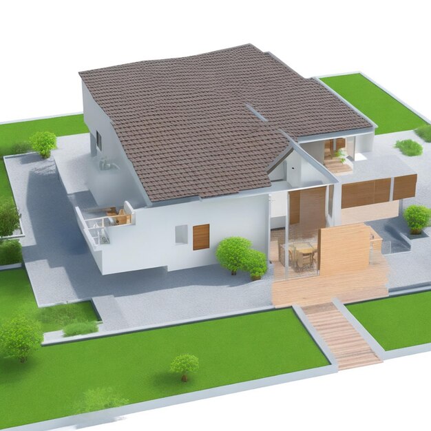 Photo vue 3d du modèle de maison