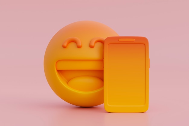 Photo vue 3d de l'emoji jaune