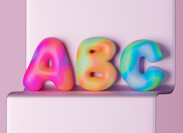 vue 3d des lettres de l'alphabet