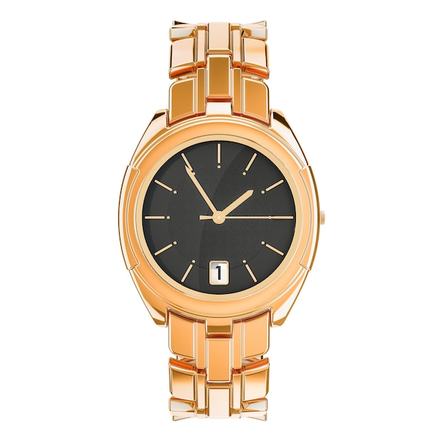 Vue 3D de la montre à poignet d'or pour homme