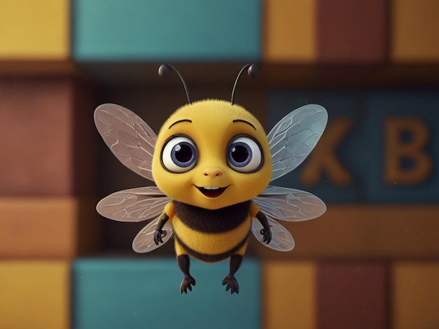 Vue de l'abeille de personnage de dessin animé 3D