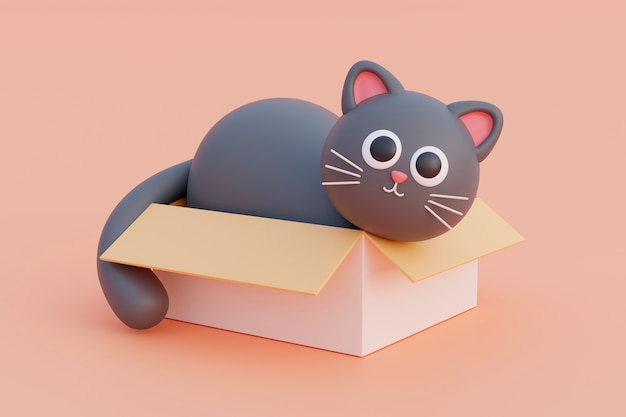 Vue de l'adorable chat 3d