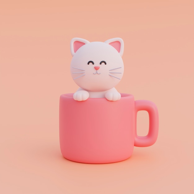 Vue de l'adorable chat 3d