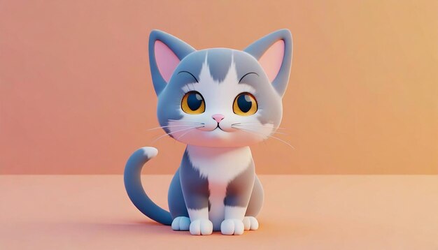 Vue de l'adorable chat en 3D
