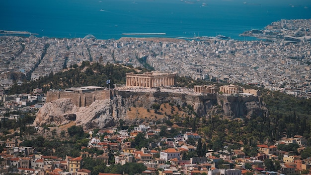 Vue aérienne de l'Acropole à Athènes