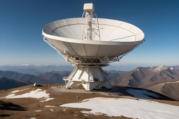 Photo vue aérienne d'une antenne satellite au sommet de la montagne