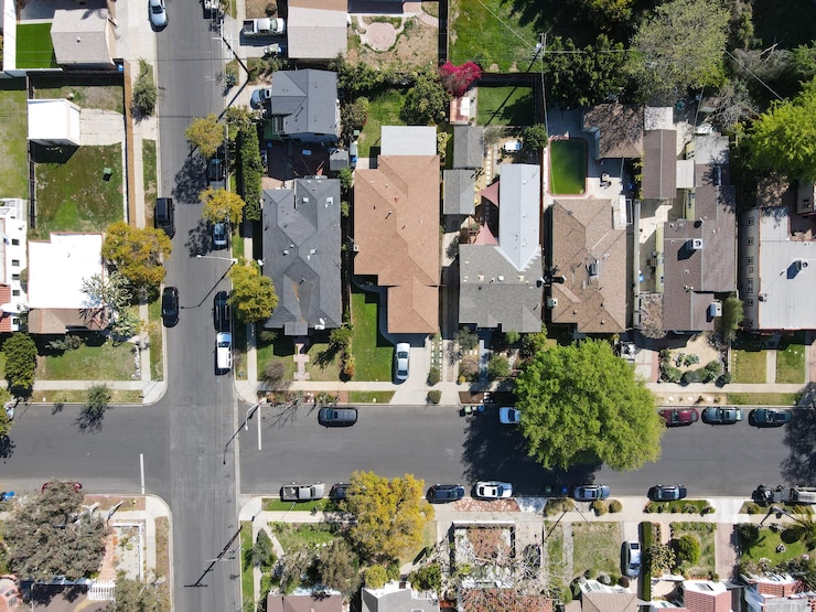 Photo vue aérienne au-dessus du quartier de reynier village à west los angeles california usa