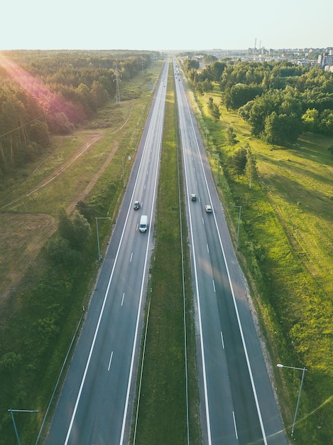 Vue aérienne de l'autoroute