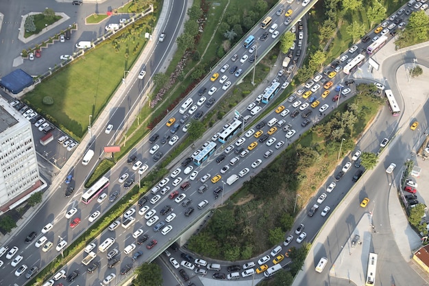 Photo vue aérienne de l'autoroute