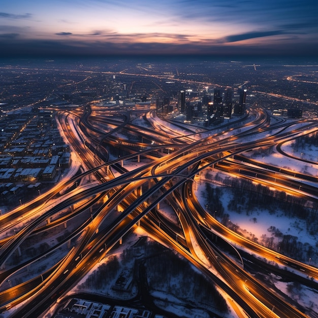 vue aérienne des autoroutes