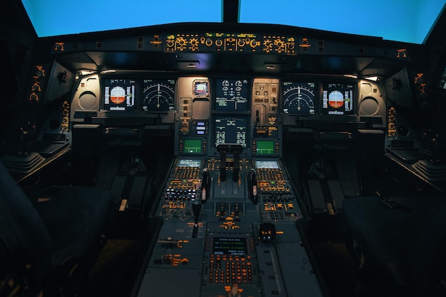Vue aérienne d'un avion éclairé