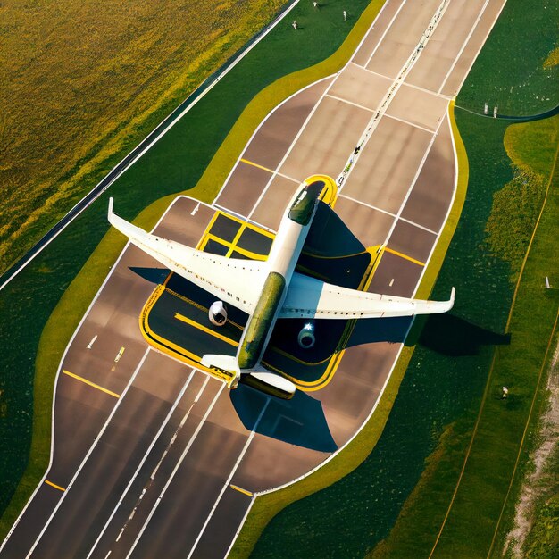 Vue aérienne d'un avion à fuselage étroit au départ