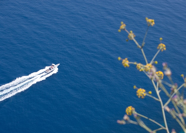 Vue aérienne d&#39;un bateau