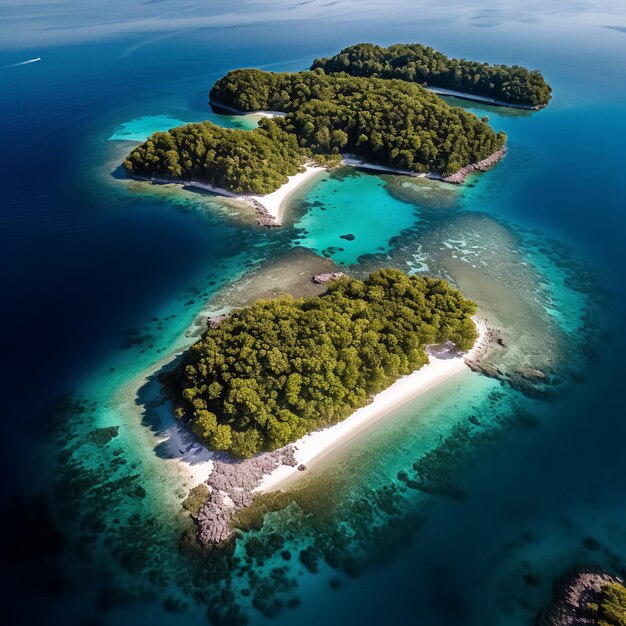 Vue aérienne de la belle plage et de l'île