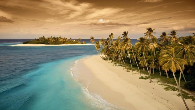 Vue aérienne de la belle plage tropicale et de la mer avec des arbres sur l'île