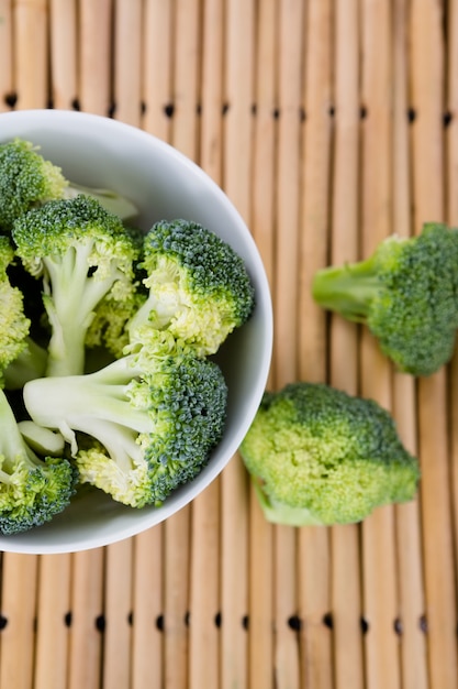 Vue aérienne de brocoli dans un bol