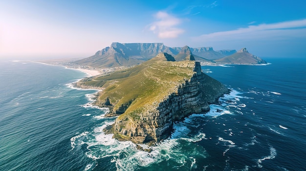 Vue aérienne de Cape Point et du Cap de Bonne-Espérance au Cap, en Afrique du Sud