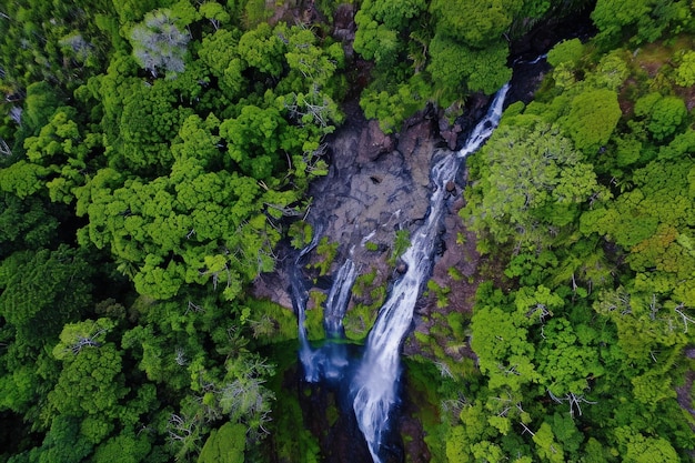 Vue aérienne de la cascade Serene Générer Ai